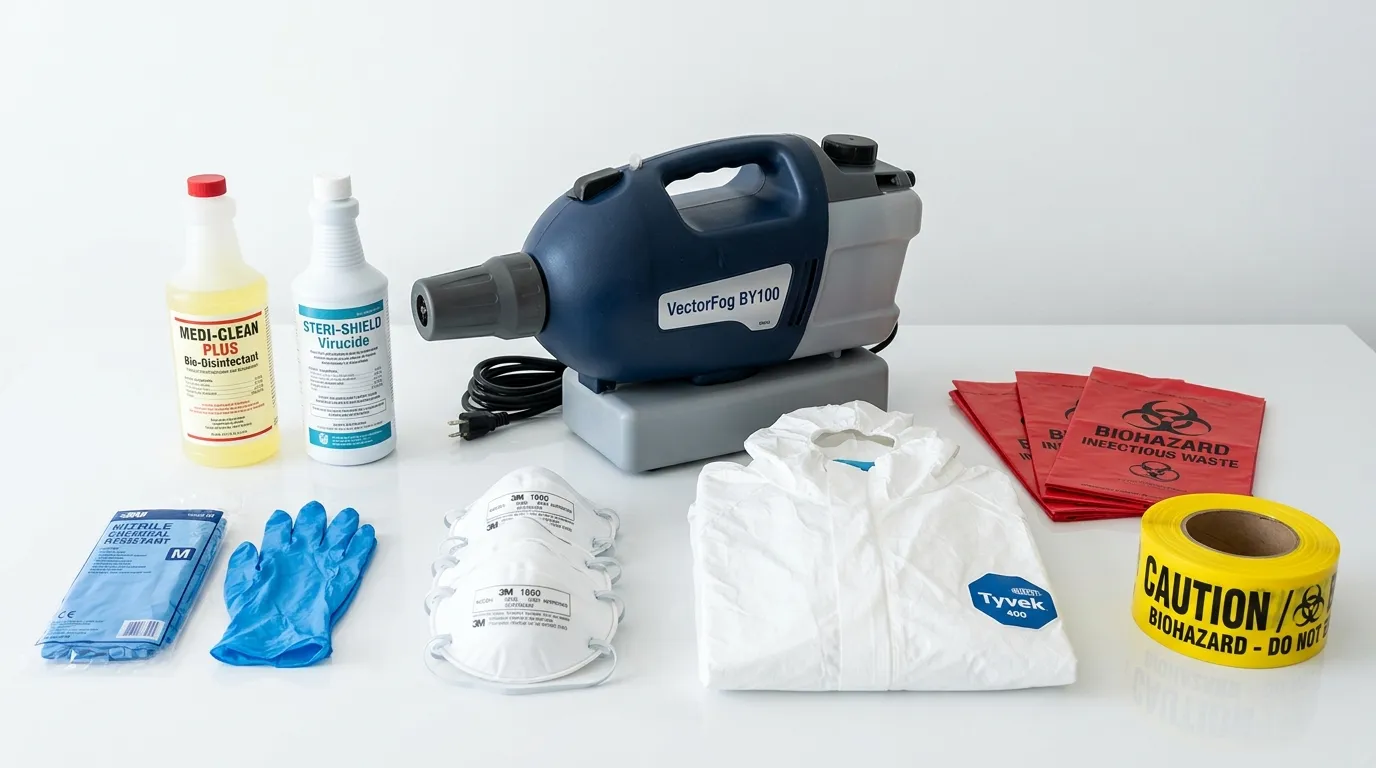 Professional biohazard remediation crew working in Logan