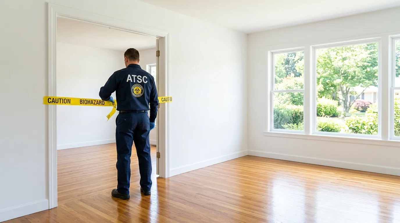 Certified biohazard cleanup crew performing Trauma Scene Cleanup in Logan